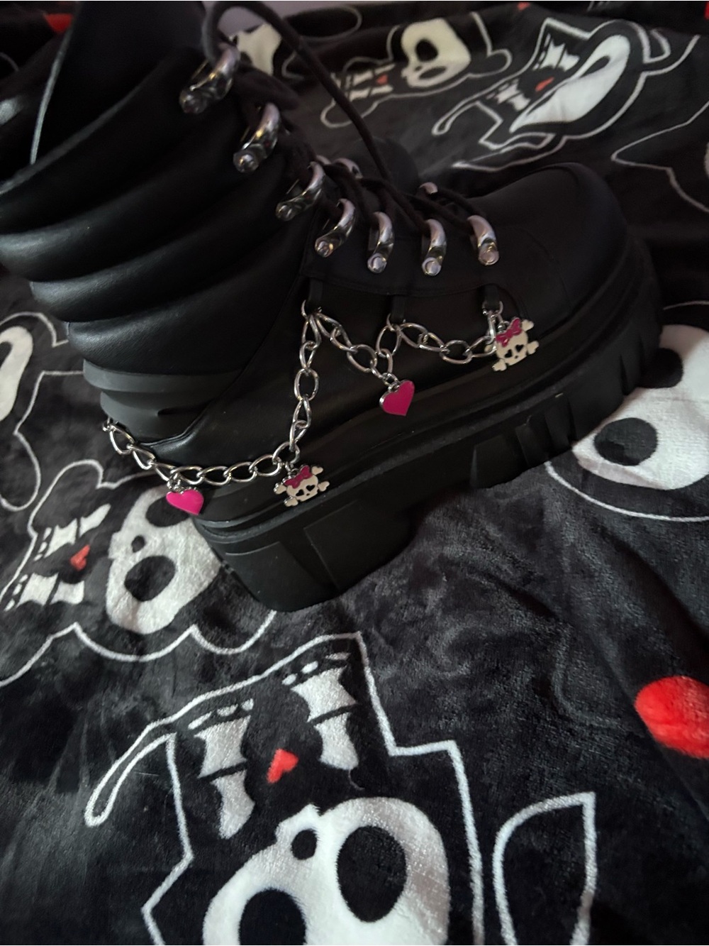 Dollskill Friend Request Platform Combat Boots Black